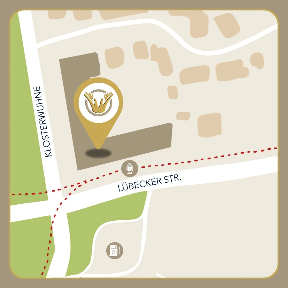 Lageplan der Praxis: Lübecker Straße 71, Ecke Klosterwuhne